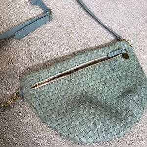 Clare V Sunbleached Blue Woven Grande Fanny  Bag